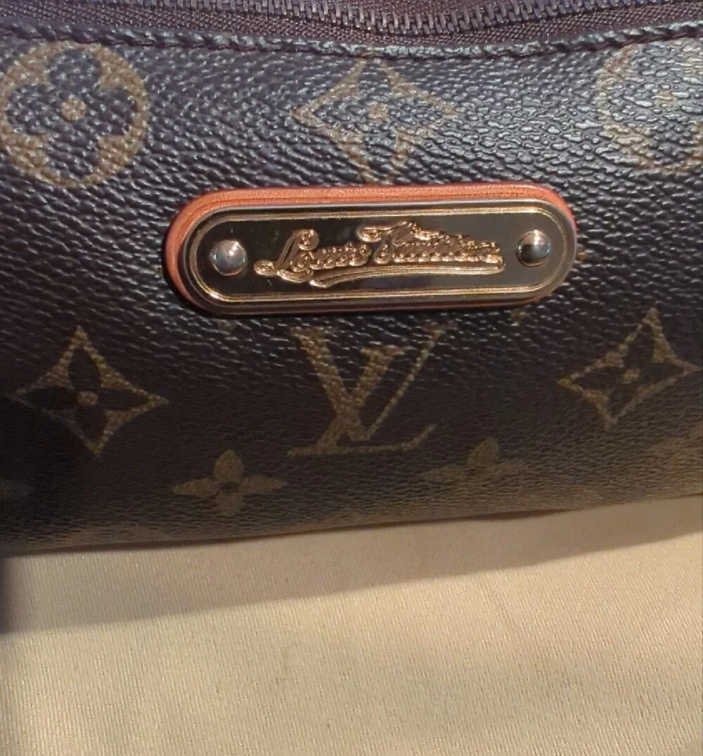 Authentic Louis Vuitton Monogram Eva Clutch Canvas Brown & Tan Chain Crossbody